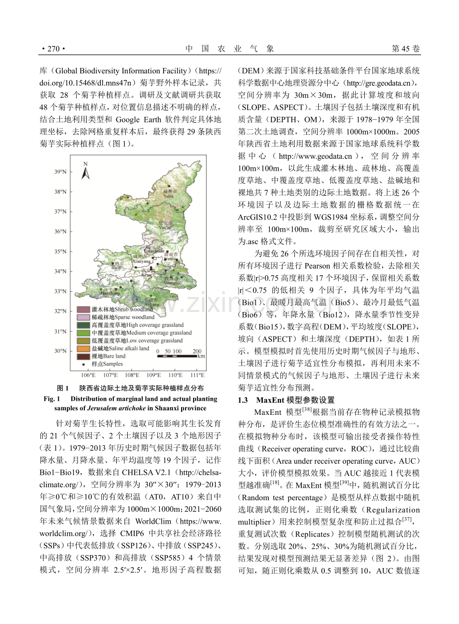 基于MaxEnt模型的陕西省菊芋种植潜在适宜区分析.pdf_第3页