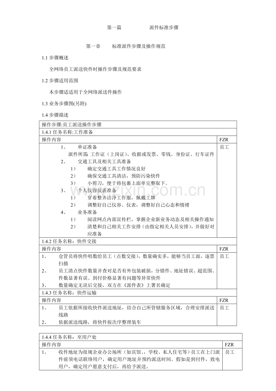 快递公司取派件标准作业流程概述模板.doc_第1页