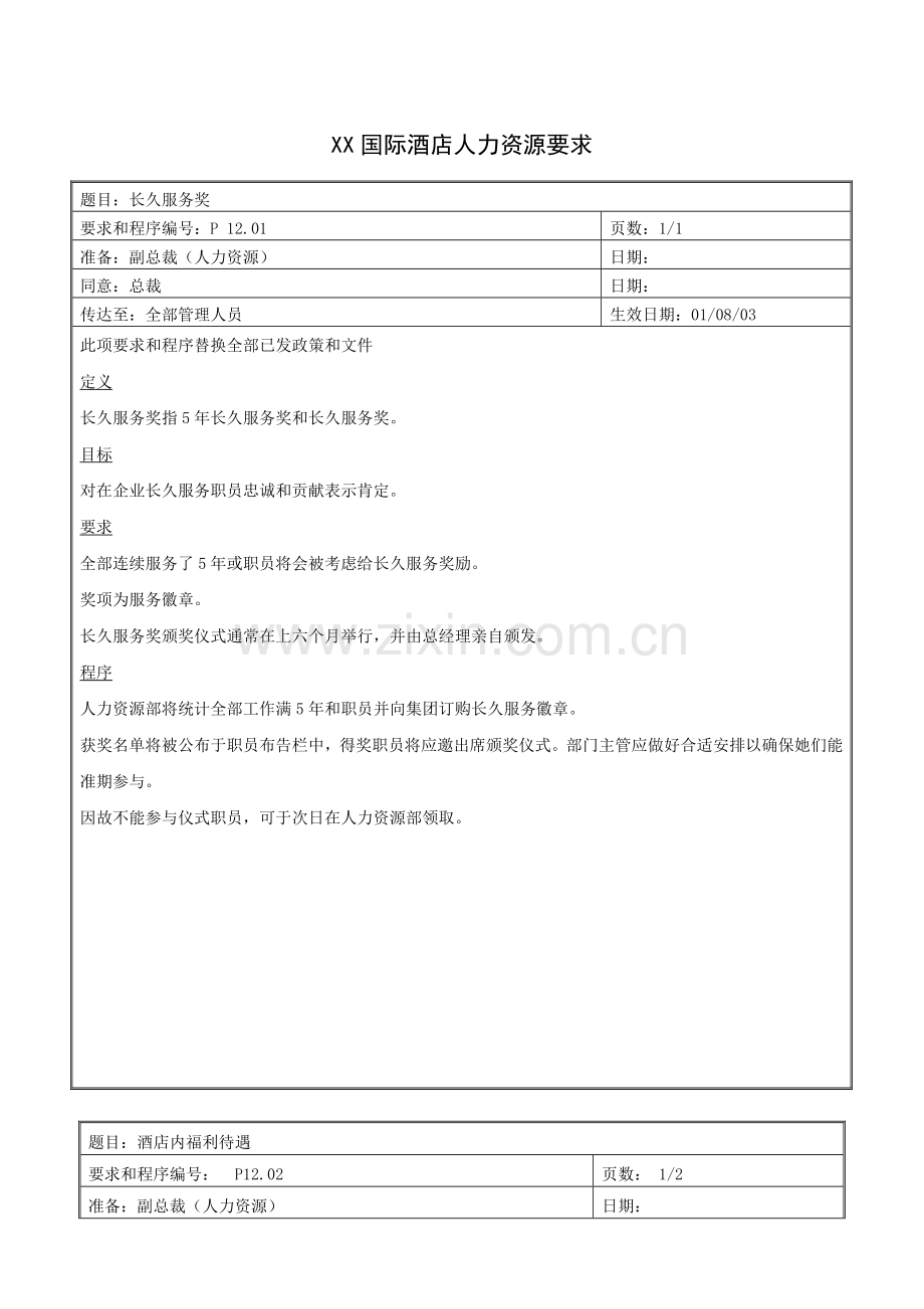 国际酒店人力资源规定模板.doc_第1页