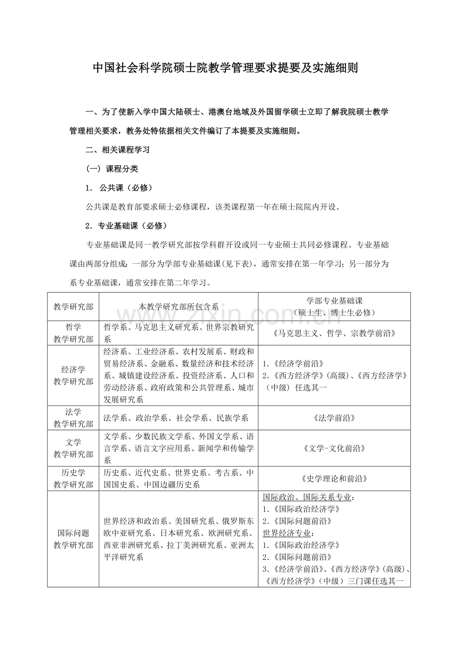 中国社会科学院研究应用生院教学管理详细规定提要及实施工作细则.doc_第1页