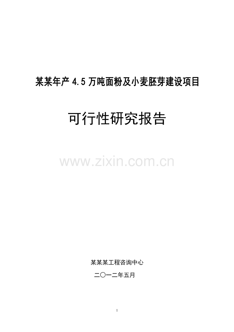 某某年产4.5万吨面粉及小麦胚芽建设项目建设可行性研究报告.doc_第1页