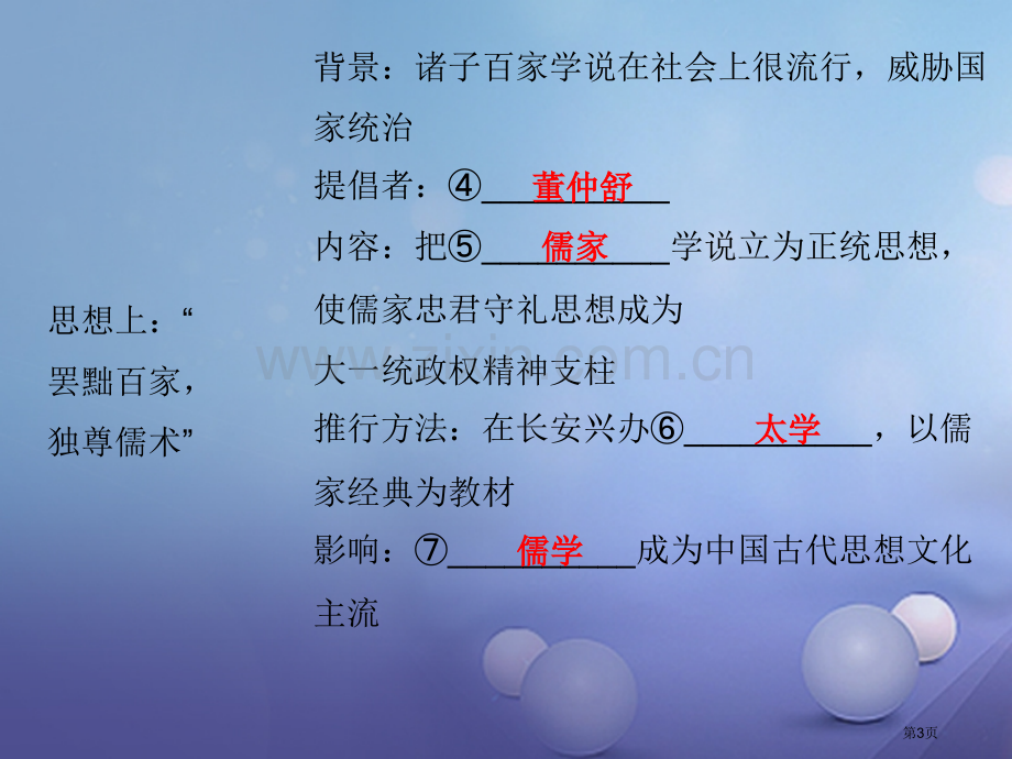 七年级历史上册第3单元秦汉时期统一多民族国家的建立和巩固第12课汉武帝巩固大一统王朝讲义市公开课一等.pptx_第3页