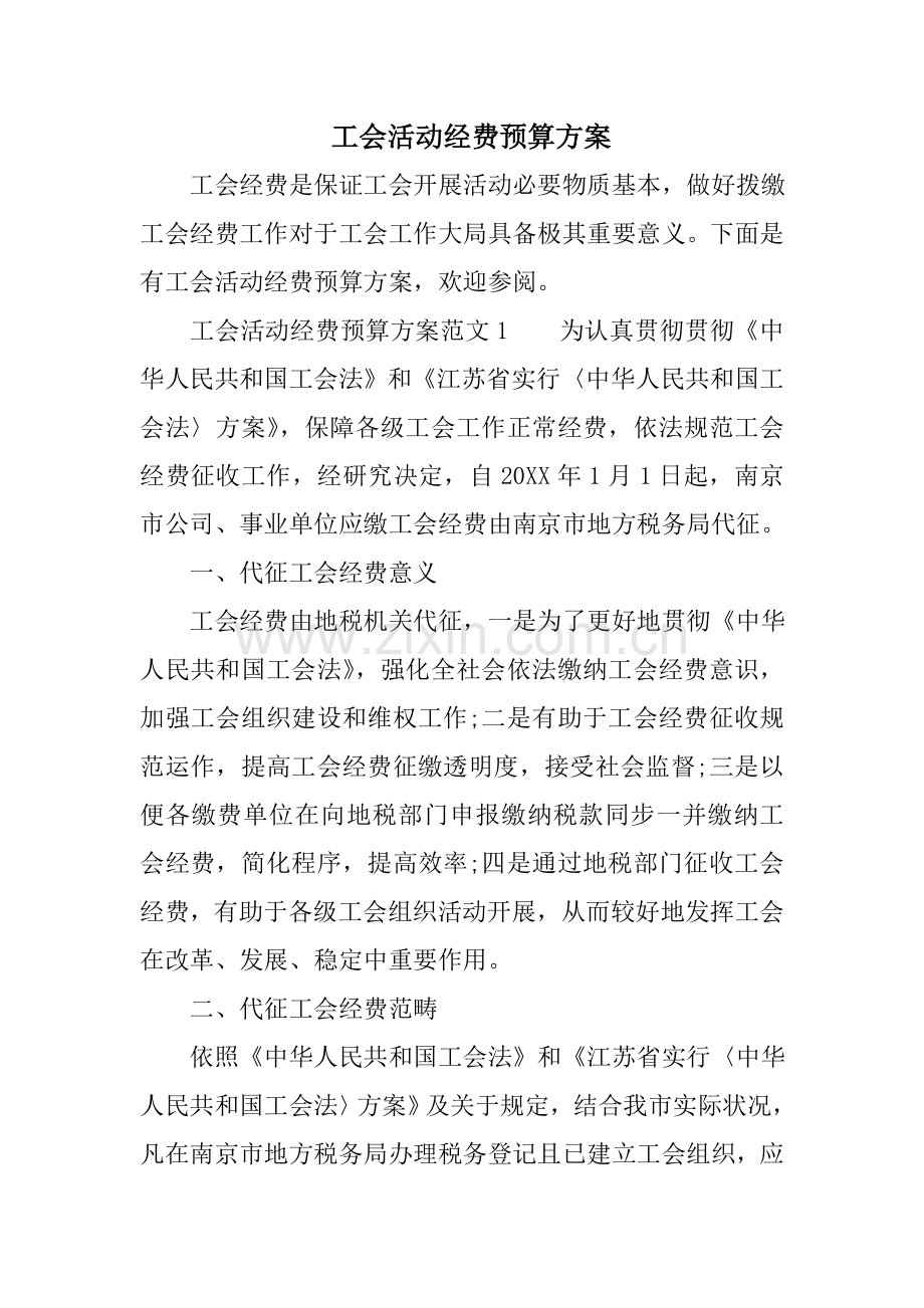 工会活动经费详细预算专项方案.doc_第1页