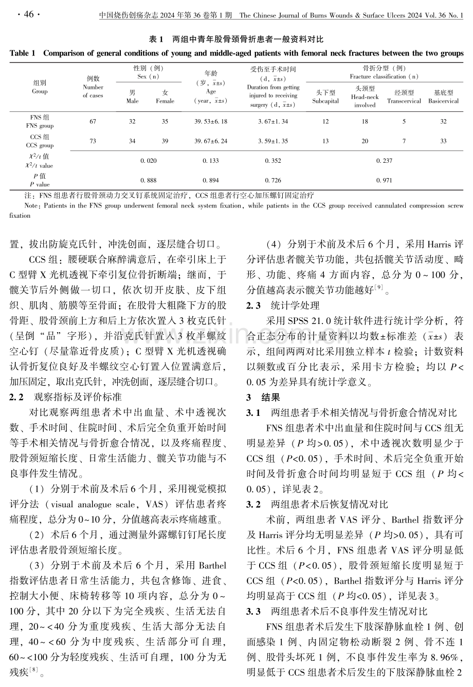 FNS固定与CCS固定治疗中青年股骨颈骨折疗效对比.pdf_第3页