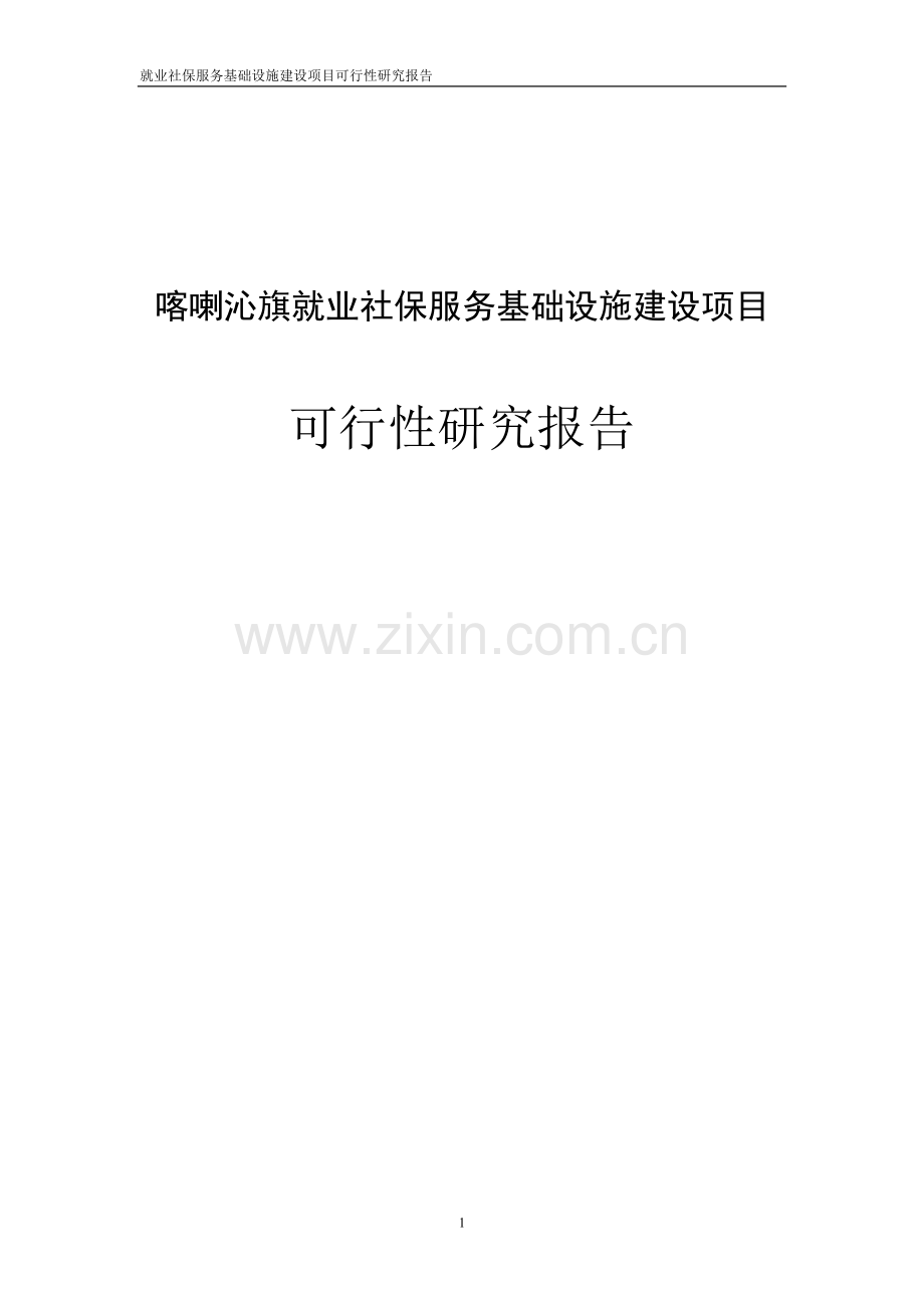 就业社保服务基础设施项目建设投资可行性研究报告.doc_第1页