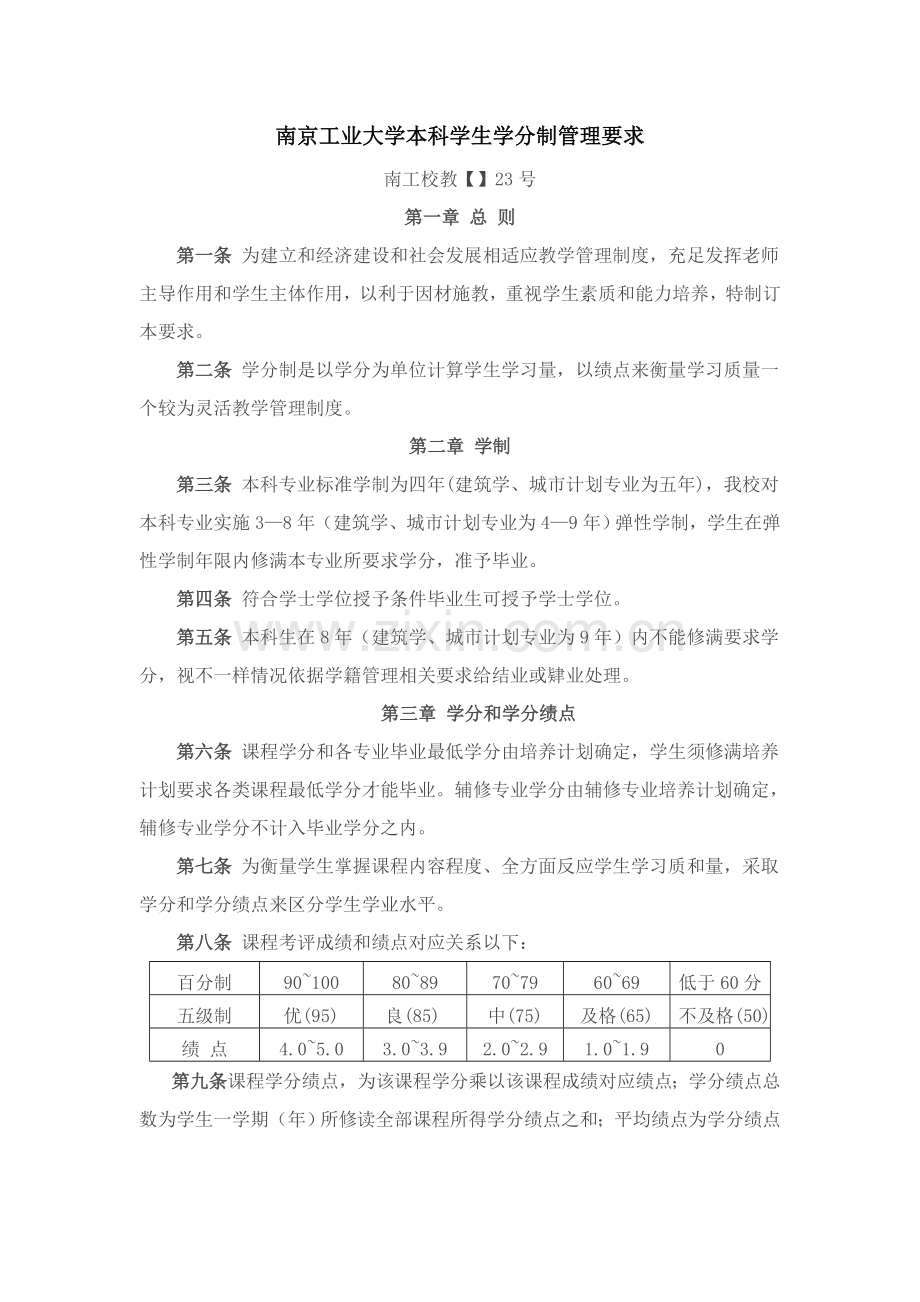 南京工业大学本科学生学分制管理标准规定.doc_第1页