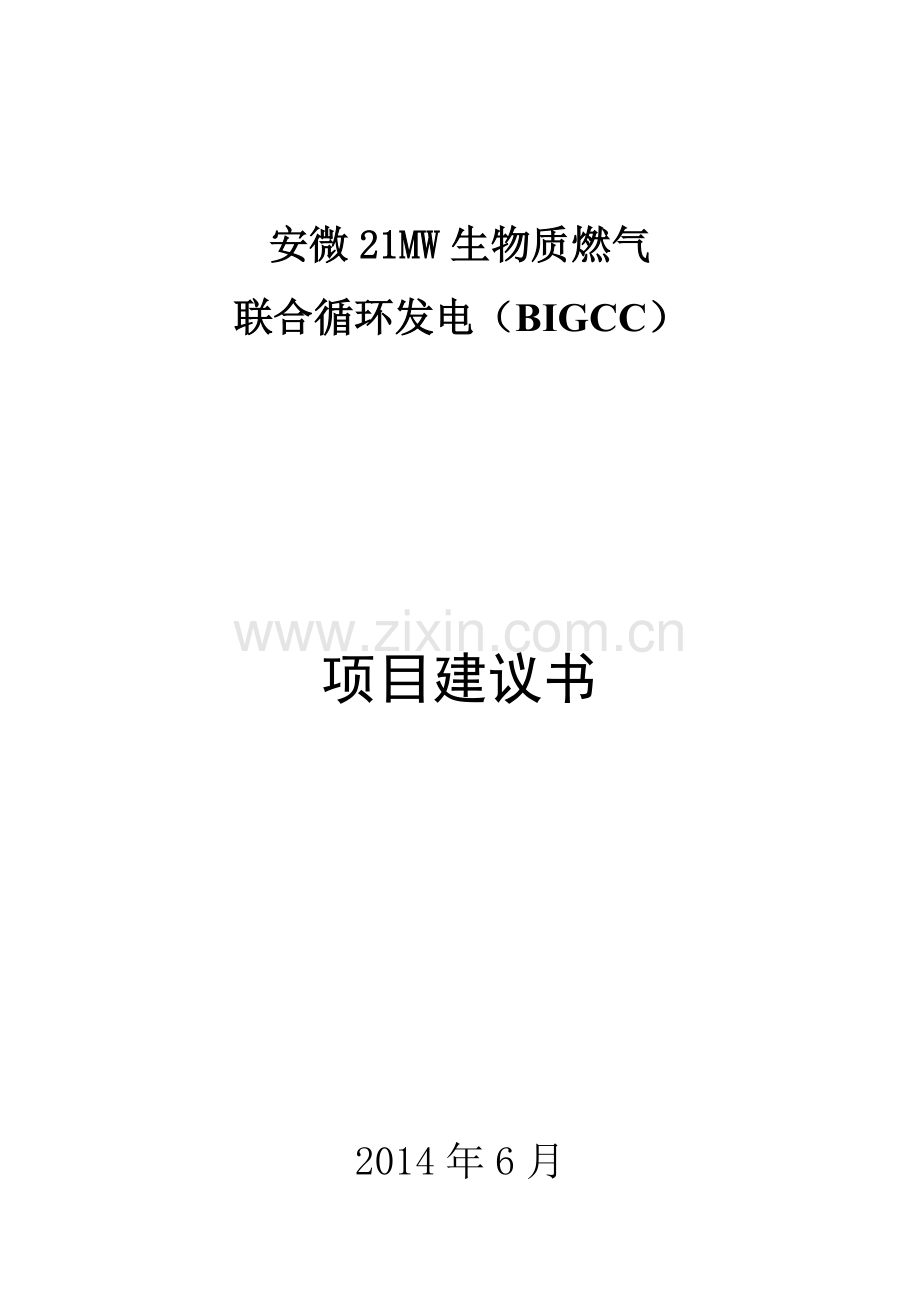 21MW生物质燃气联合循环发电项目建议书.doc_第1页