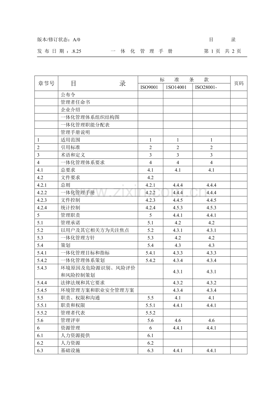 建筑安装公司一体化管理手册及程序文件模板.doc_第3页