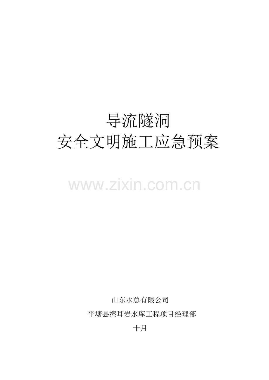 导流隧洞安全文明综合施工应急全新预案.docx_第1页