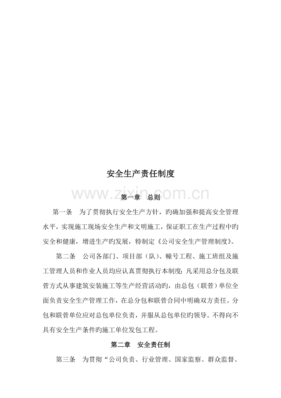 公司安全生产责任管理全新规章新版制度.docx_第1页