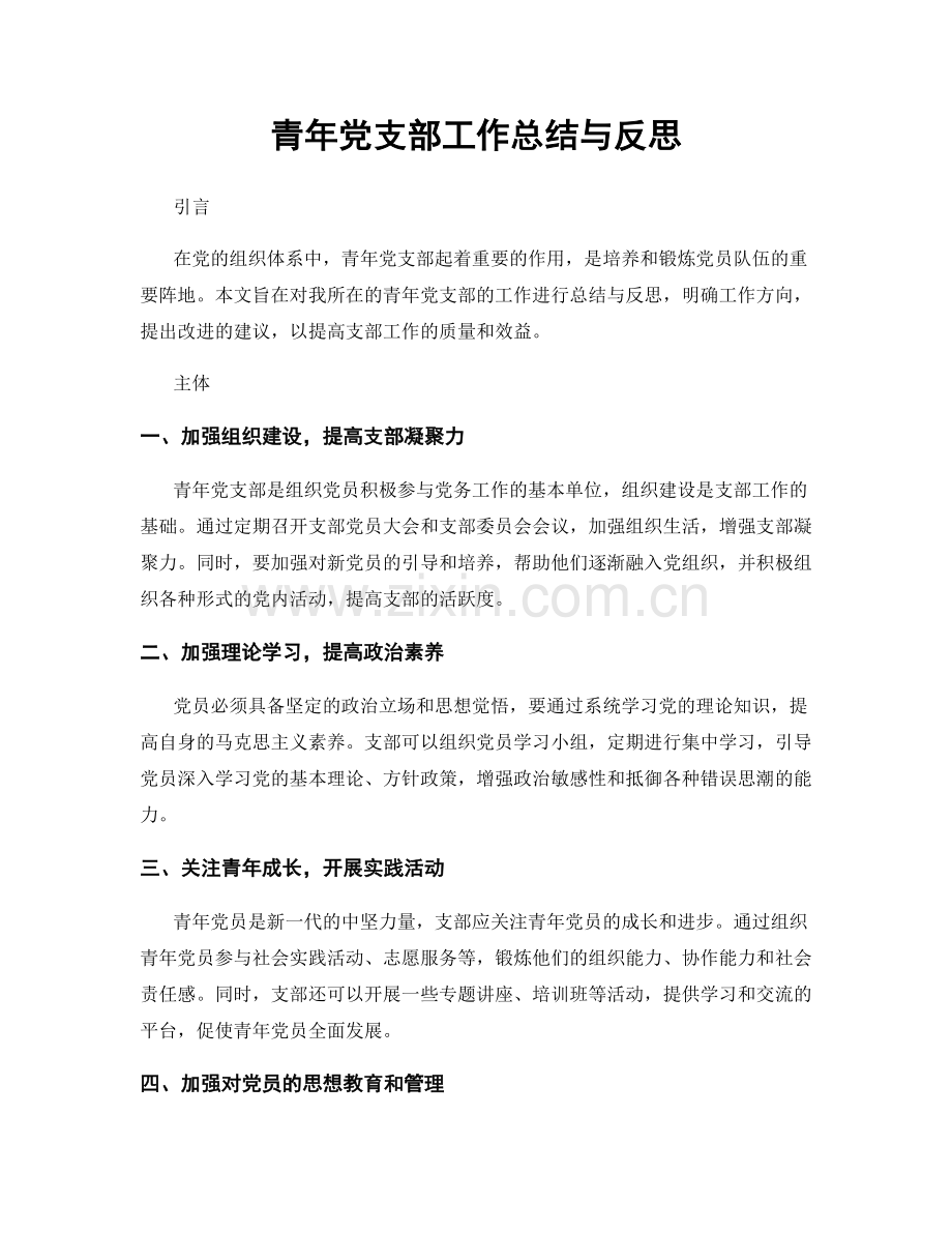 青年党支部工作总结与反思.docx_第1页