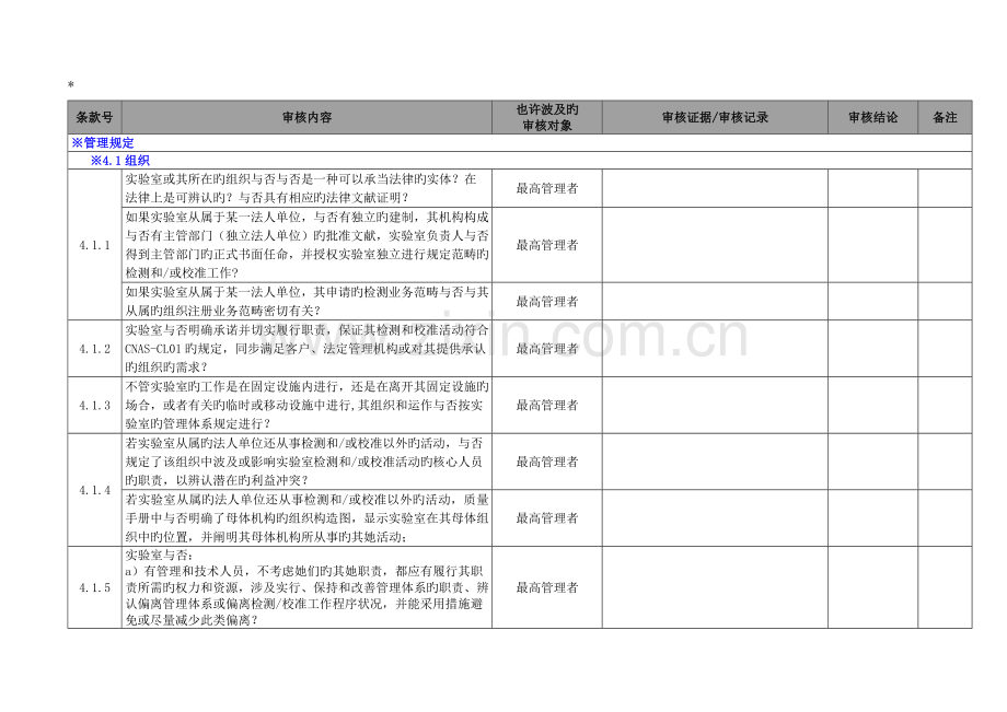 ISO管理全新体系内审检查表.docx_第2页