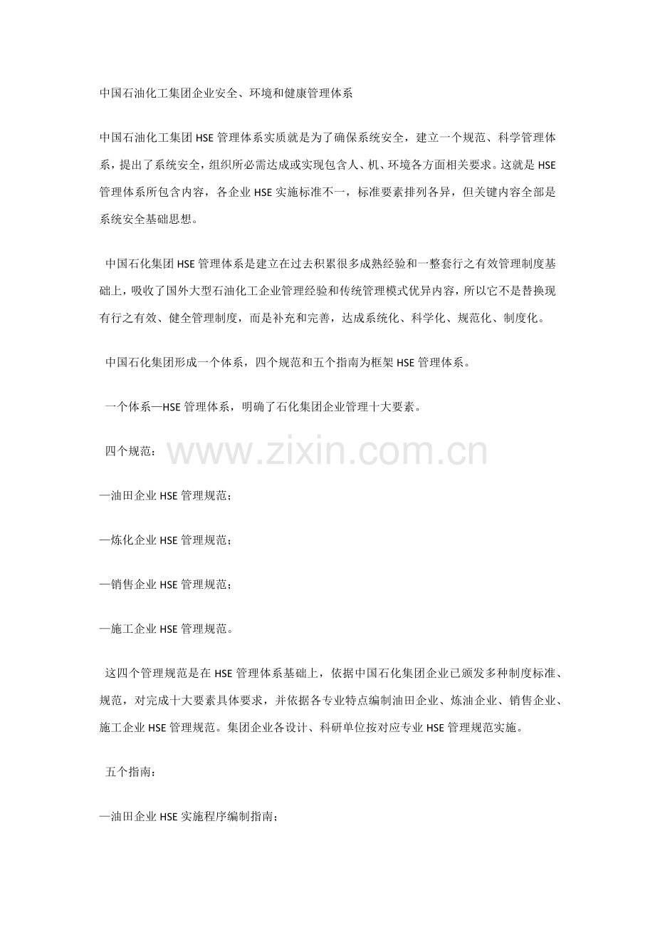 中国石油化工集团公司安全环境与健康管理标准体系.docx_第1页