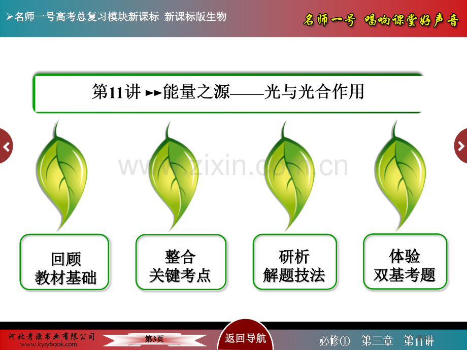 名师一号届高考生物人教版通用总复习教学第讲能量之源光与光合作用省公共课一等奖全国赛课获奖课件.pptx_第3页