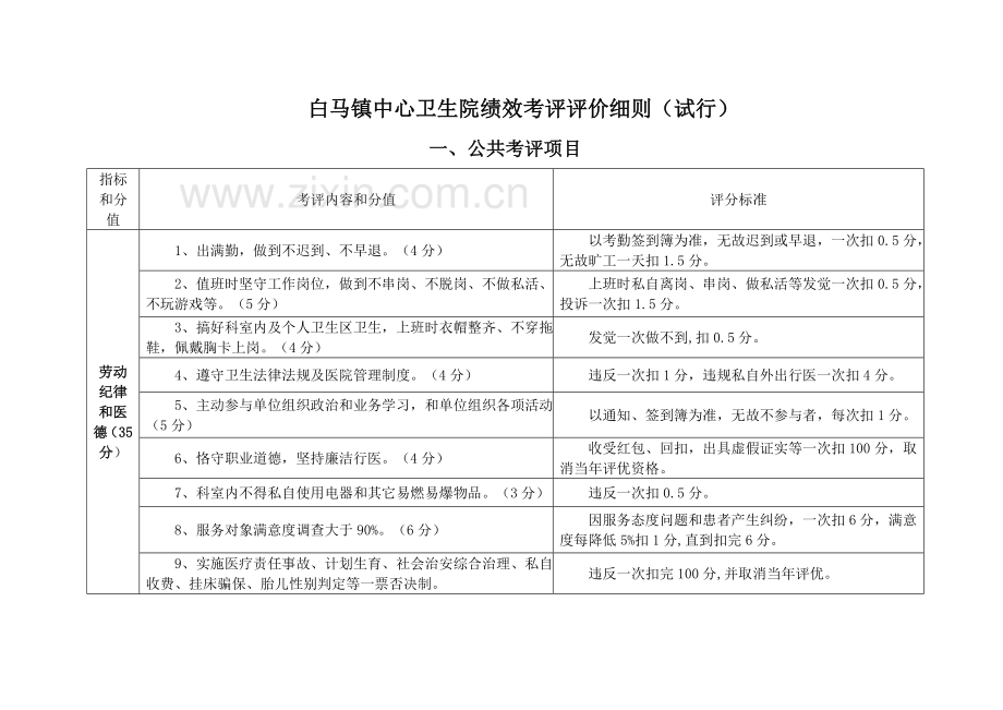 卫生院绩效考核评价细则模板.doc_第3页