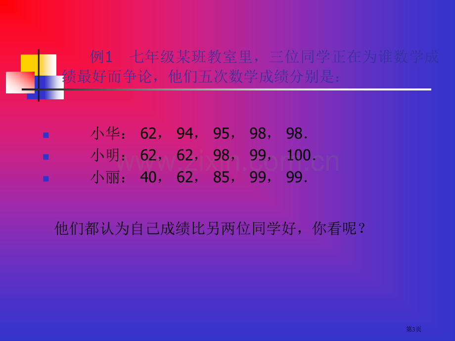 华师大版数学平均数中位数和众数的选用ppt市公开课一等奖百校联赛特等奖课件.pptx_第3页