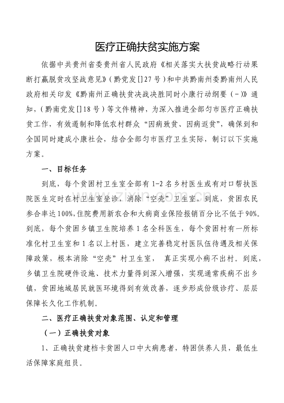 医疗精准扶贫实施专业方案.docx_第1页