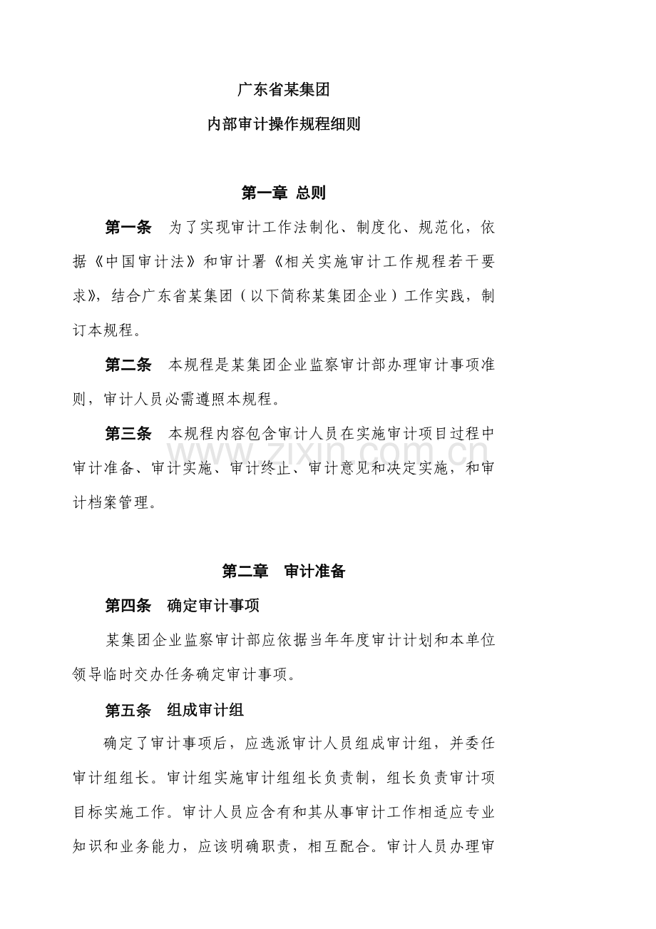 广东公司内部审计操作规程细则模板.doc_第1页