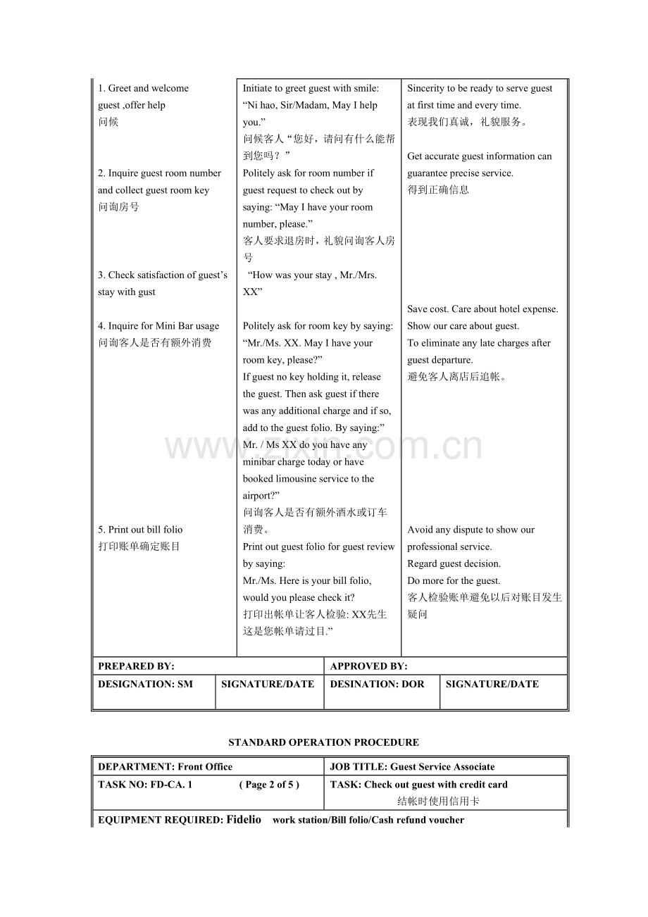 五星级酒店前台收银标准工作程序模板.doc_第3页