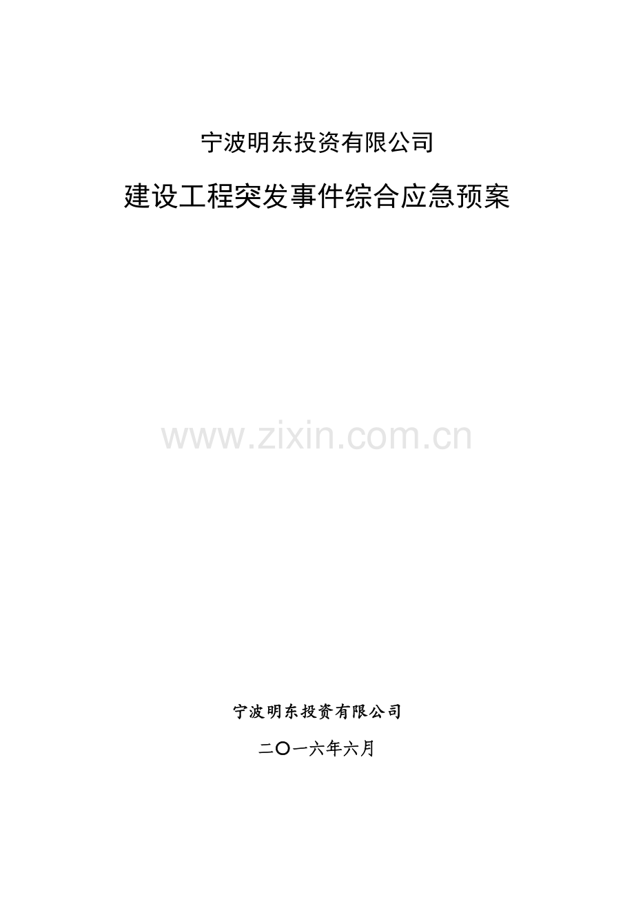 公司建设综合项目工程突发事件综合应急专项预案.doc_第1页