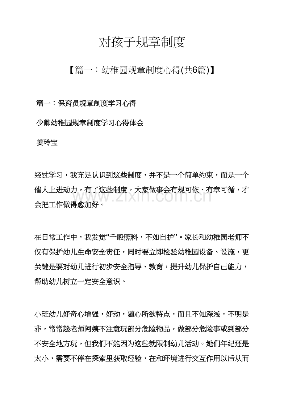 对孩子的专项规章新规制度.docx_第1页