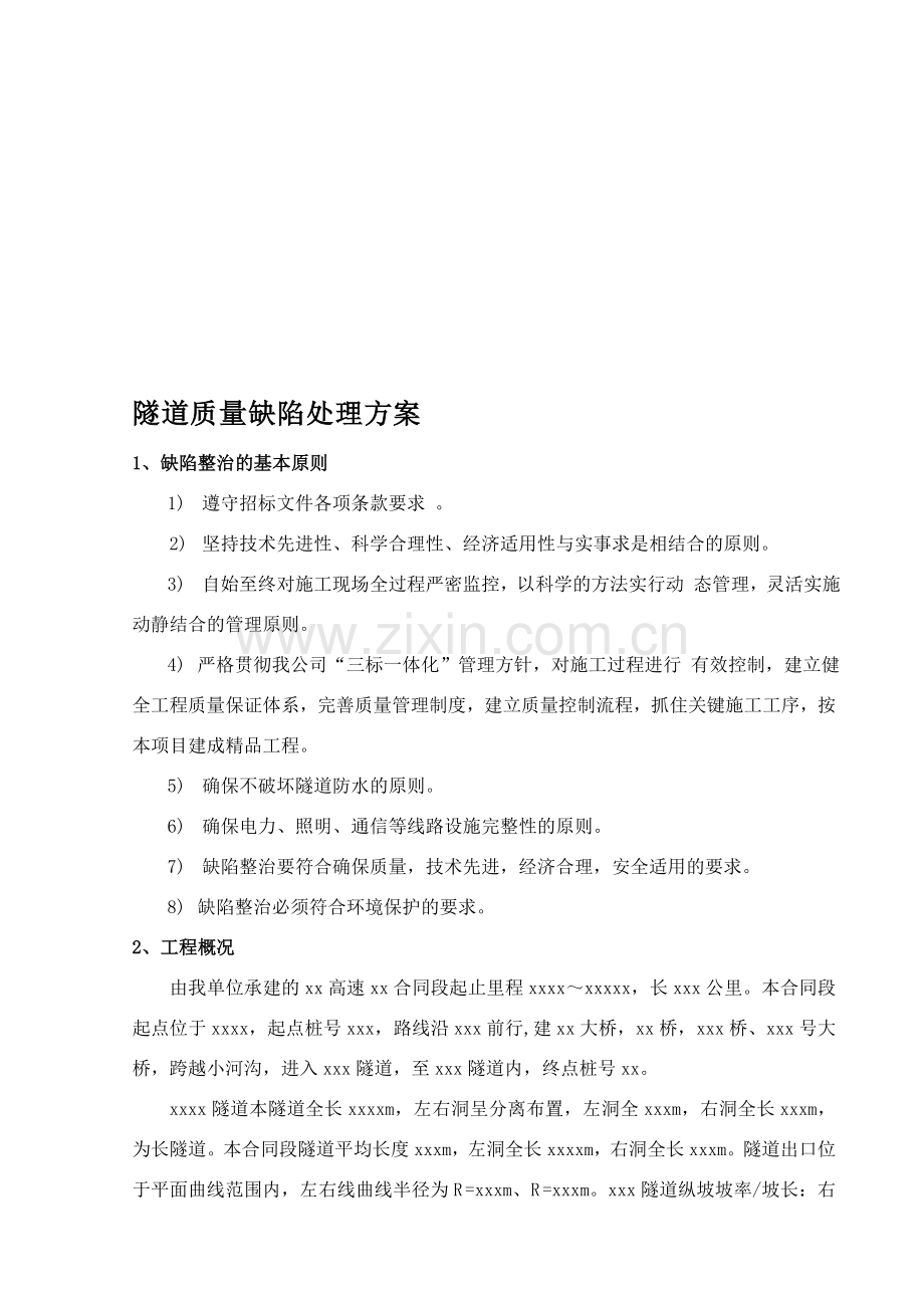 隧道质量缺陷修补方案.doc_第1页