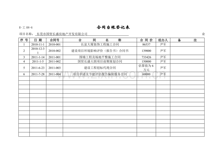 合同台帐登记表.doc_第1页