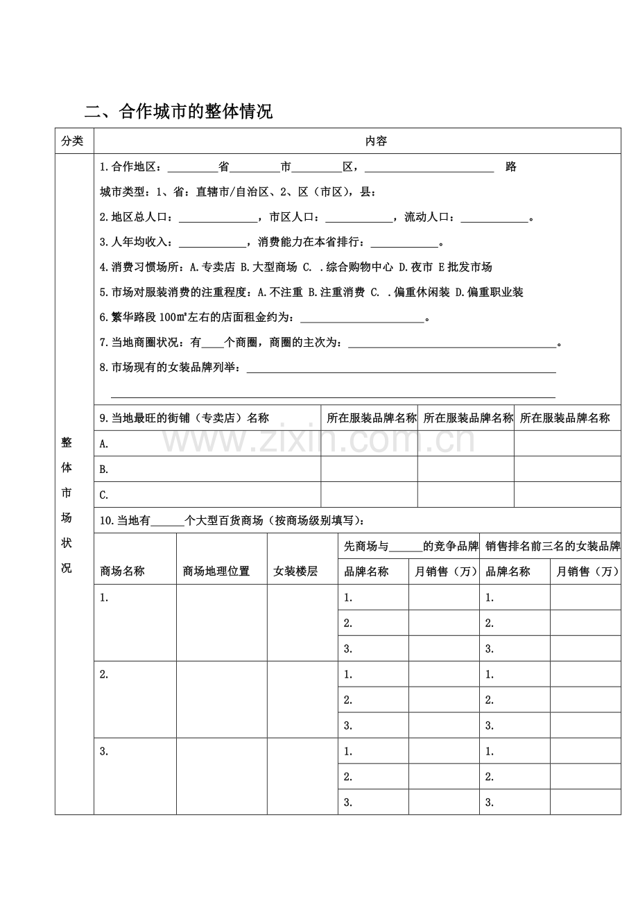 加盟合作意向调查表.doc_第2页