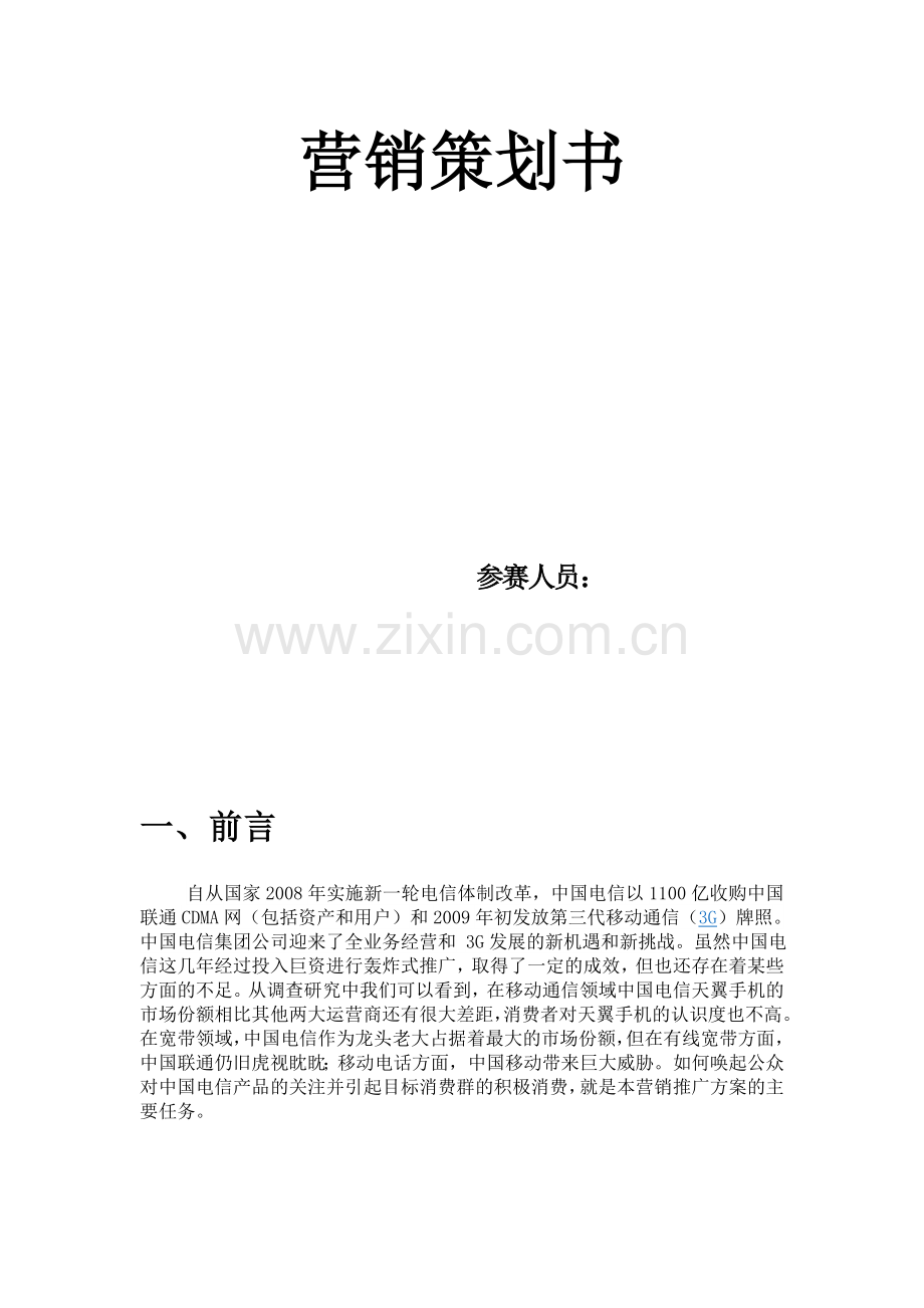 中国电信营销策划书.doc_第2页