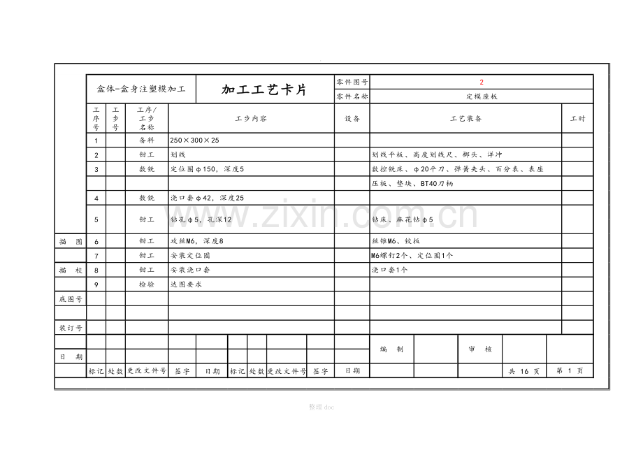 模具加工工艺卡.doc_第1页