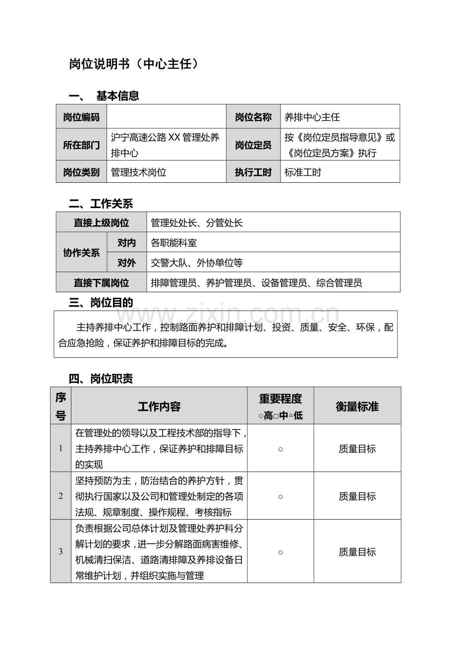 养排中心岗位说明书.doc_第1页