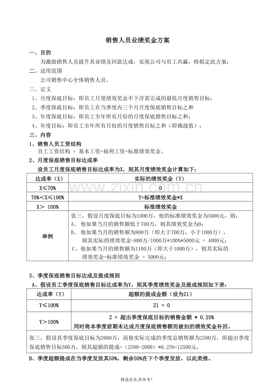 销售人员业绩奖金方案.doc_第1页