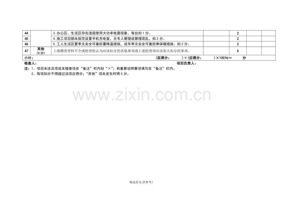 施工用电安全稽查评分表.doc_第3页