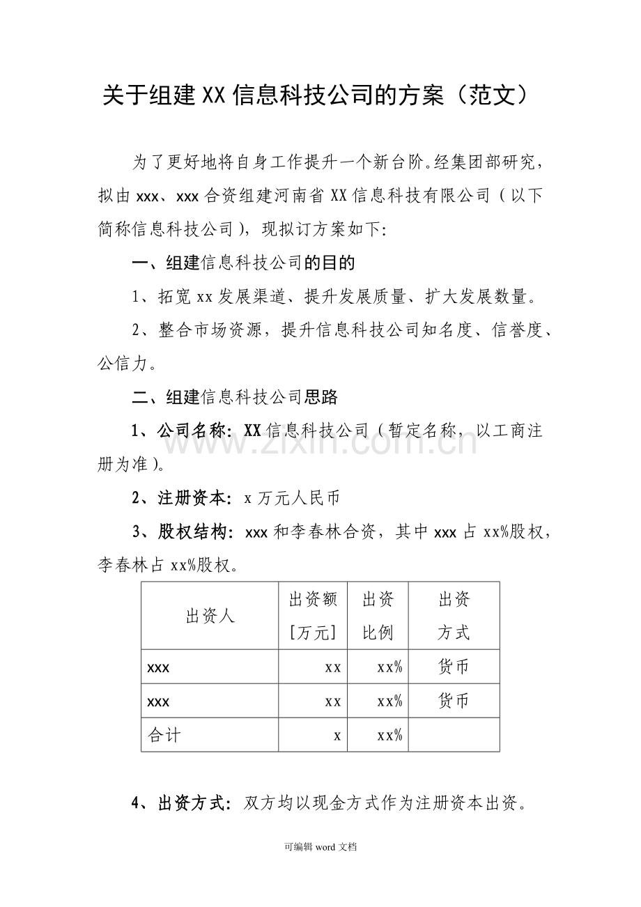 公司组建方案(范文).doc_第1页