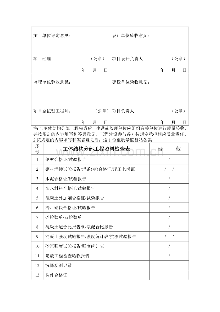 09主体结构分部工程质量验收报告(桂质监档表09表).doc_第2页