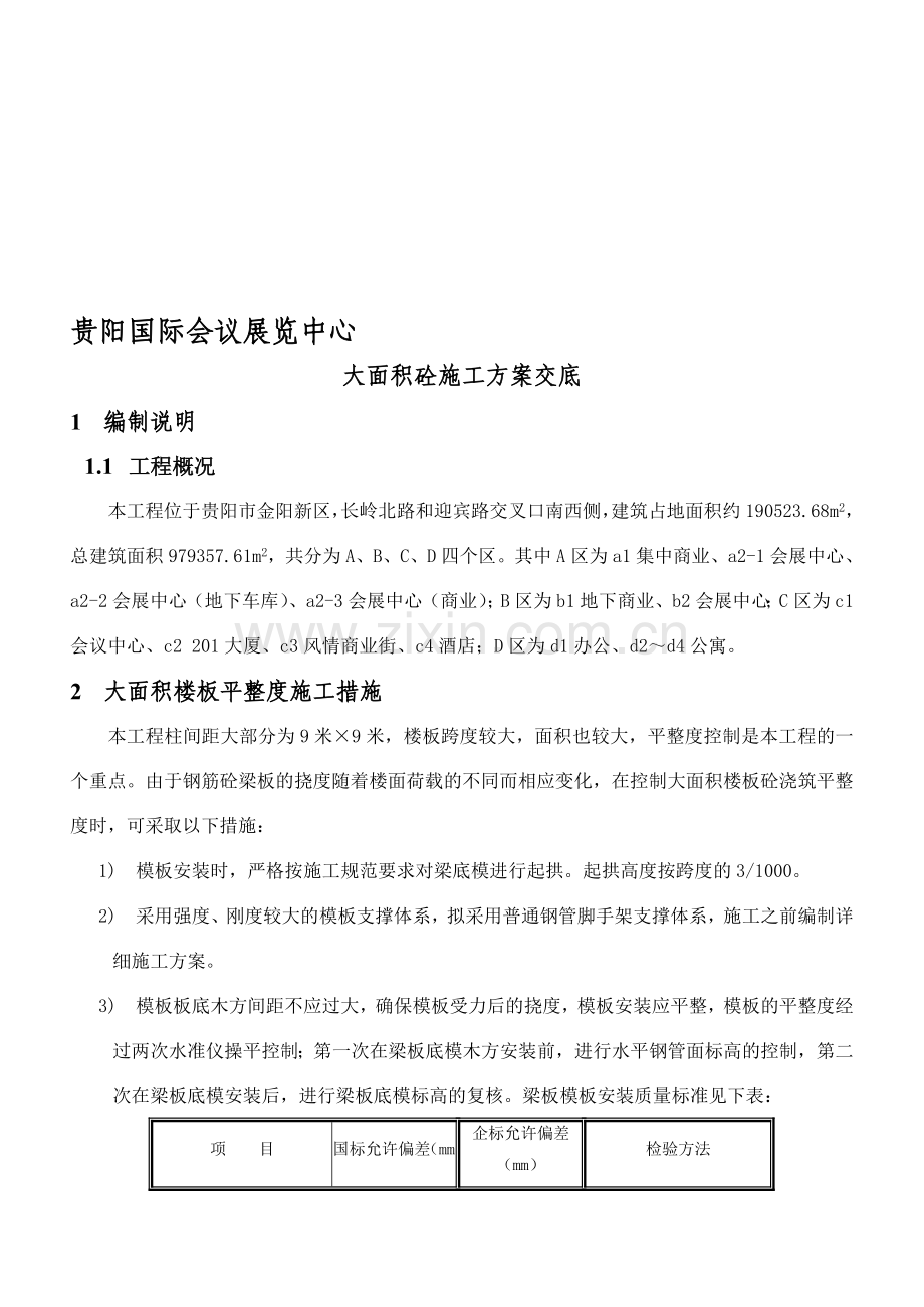 大面积混凝土施工方案.doc_第1页