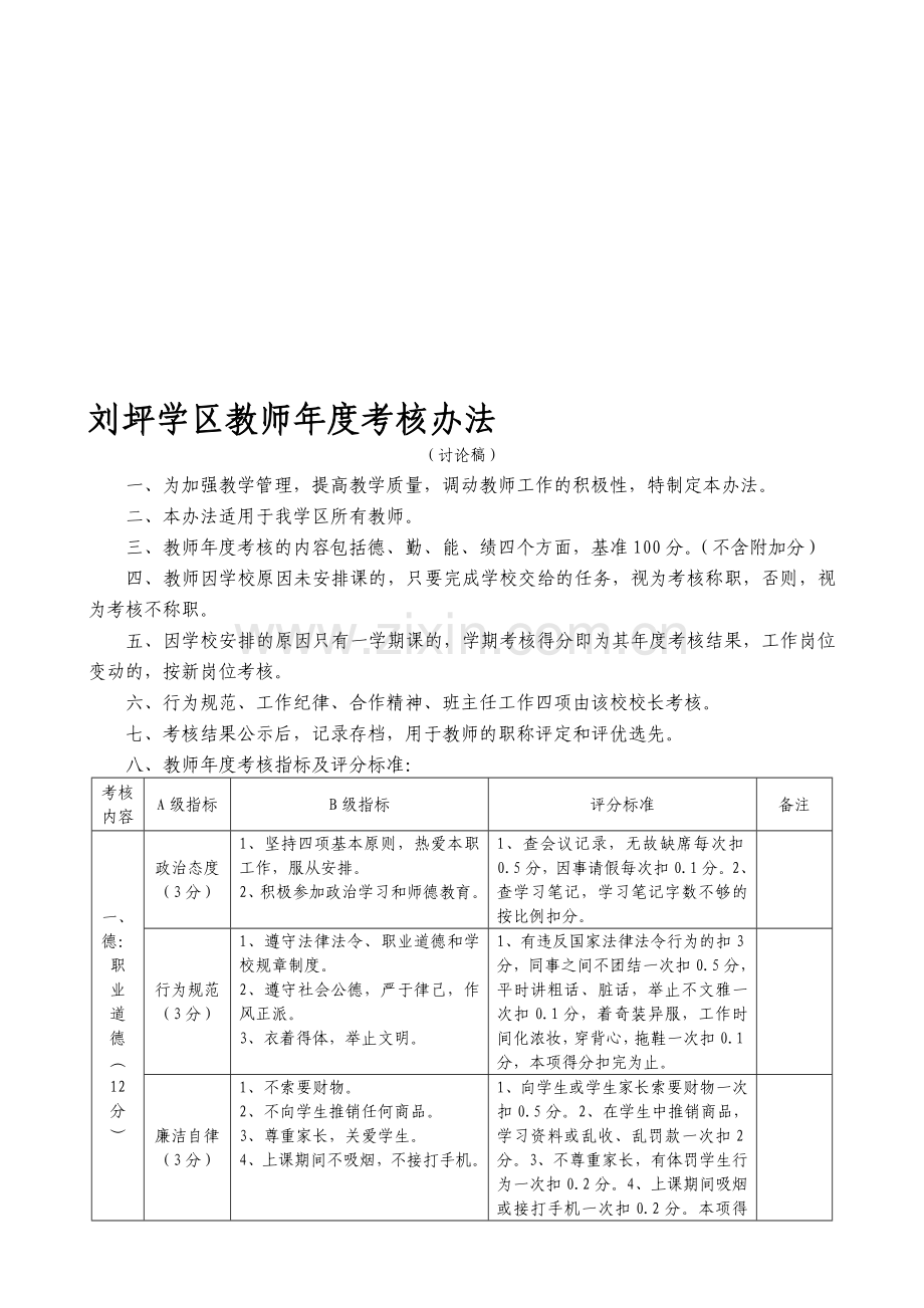 刘坪学区教师年度考核办法..doc_第1页