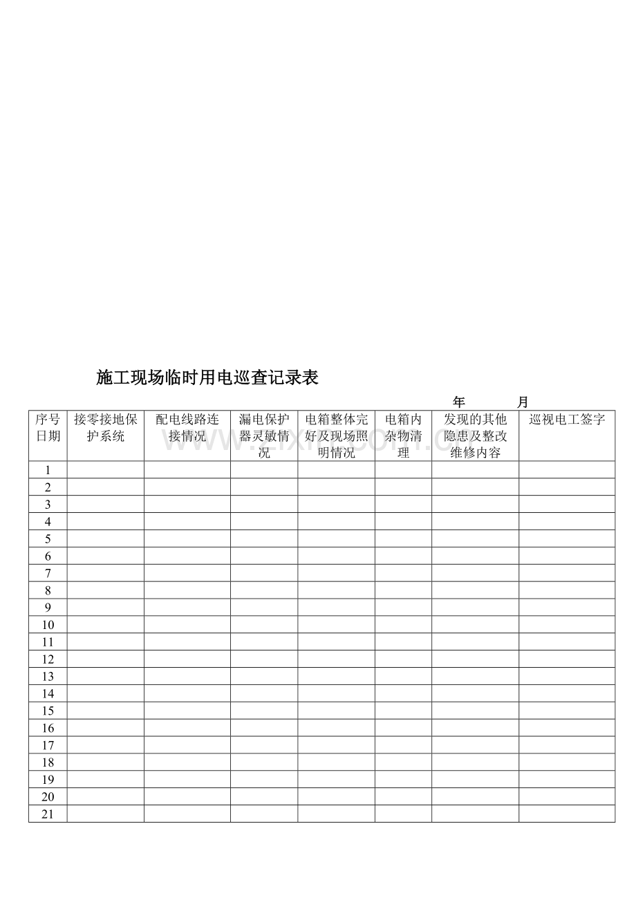 施工现场临时用电巡查记录表.doc_第1页