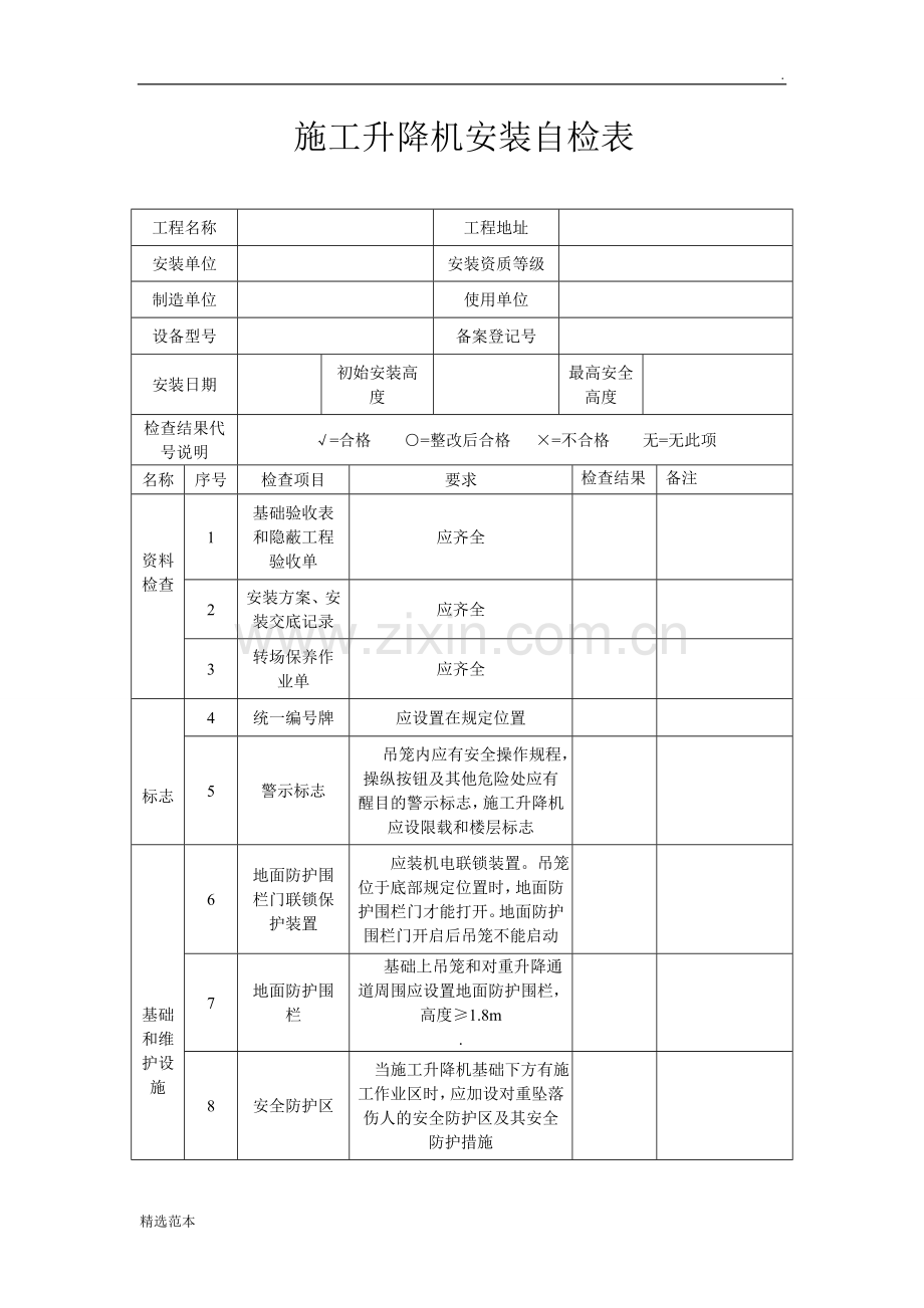 施工升降机基础验收表及自检表.doc_第2页