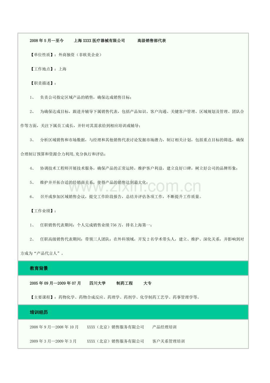 医药代表个人简历.doc_第2页