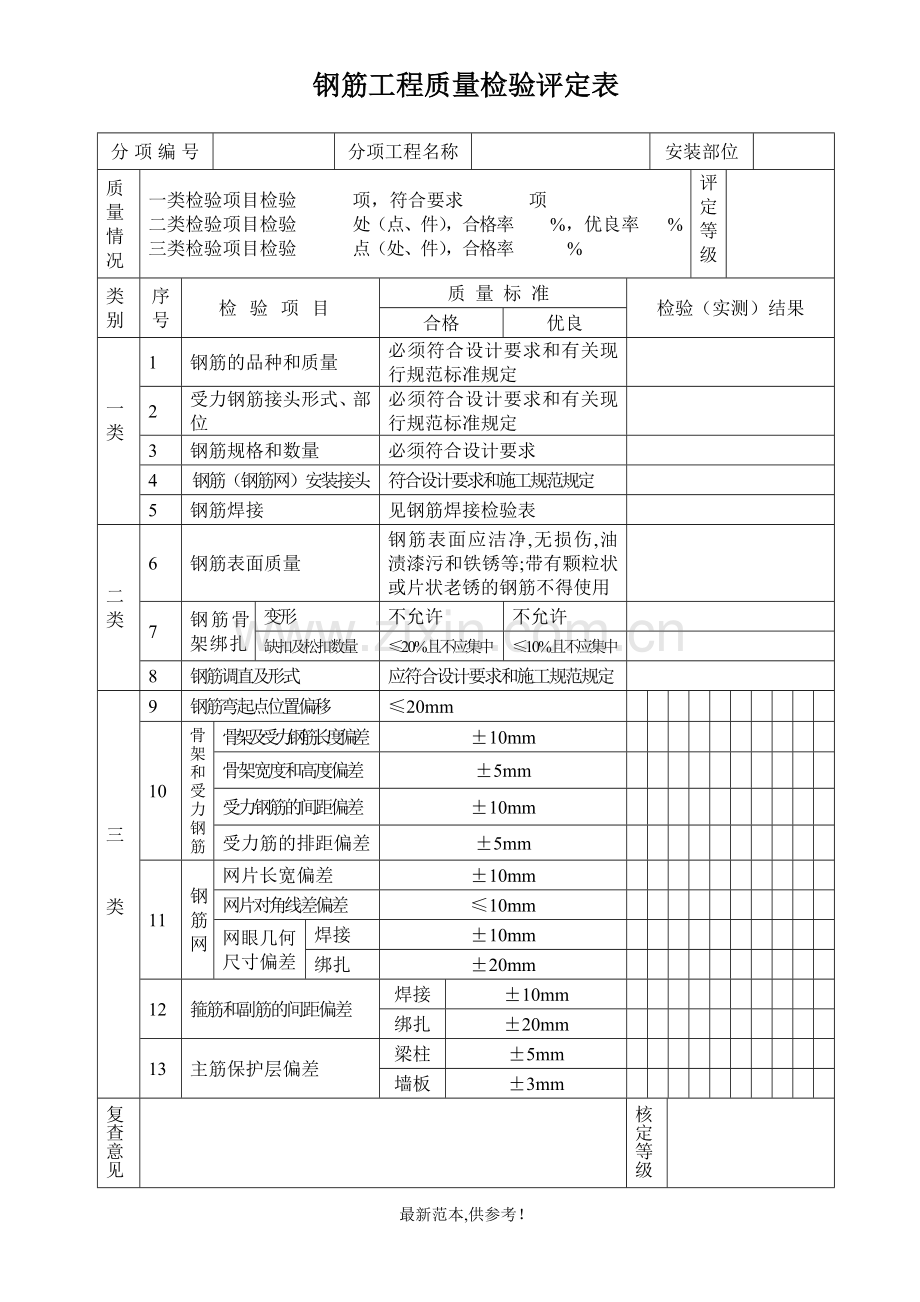 钢筋工程质量检验评定表.doc_第1页