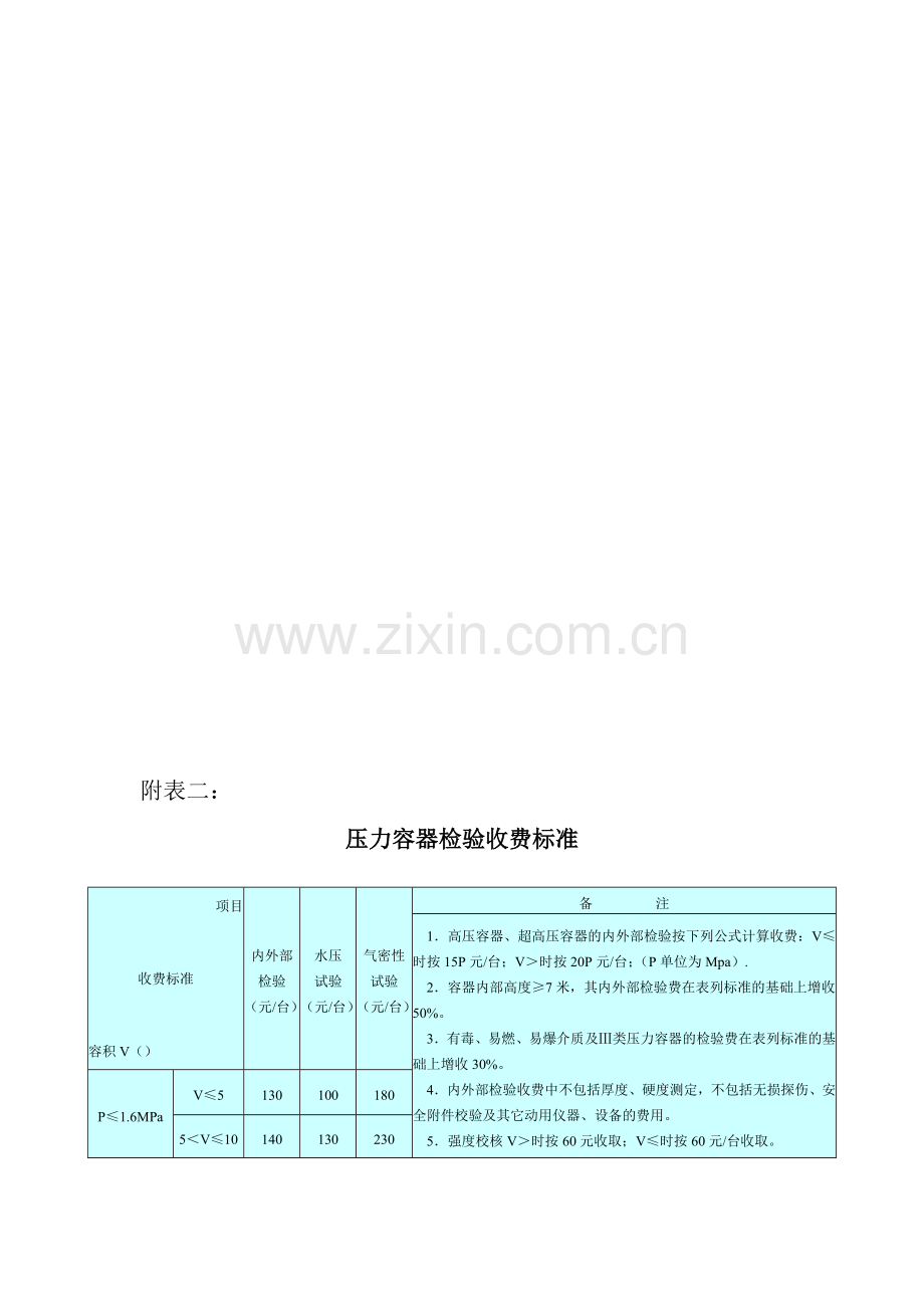 压力容器检验收费标准.doc_第1页