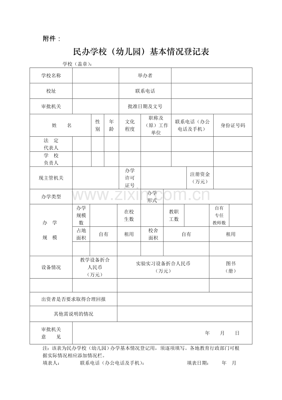 民办学校(幼儿园)基本情况登记表.doc_第1页