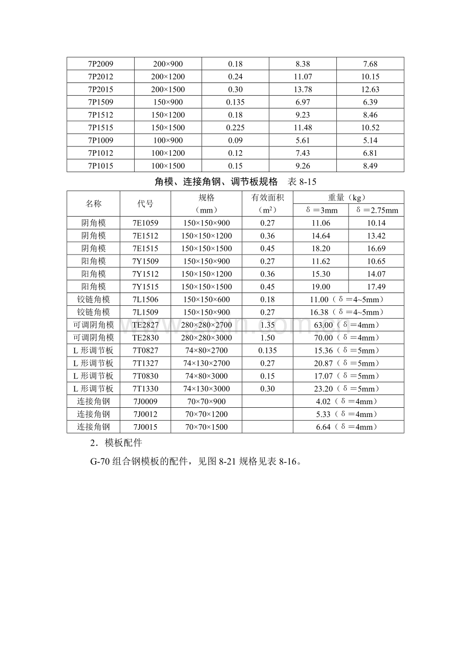 施工手册(第四版)第八章模板工程8-1-2-中型组合钢模板.doc_第2页