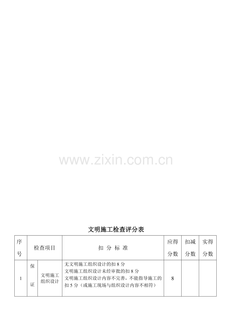 文明施工检查评分表1.doc_第1页