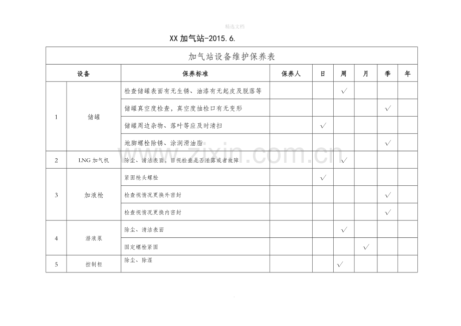 LNG加气站设备日常维护保养表.doc_第1页