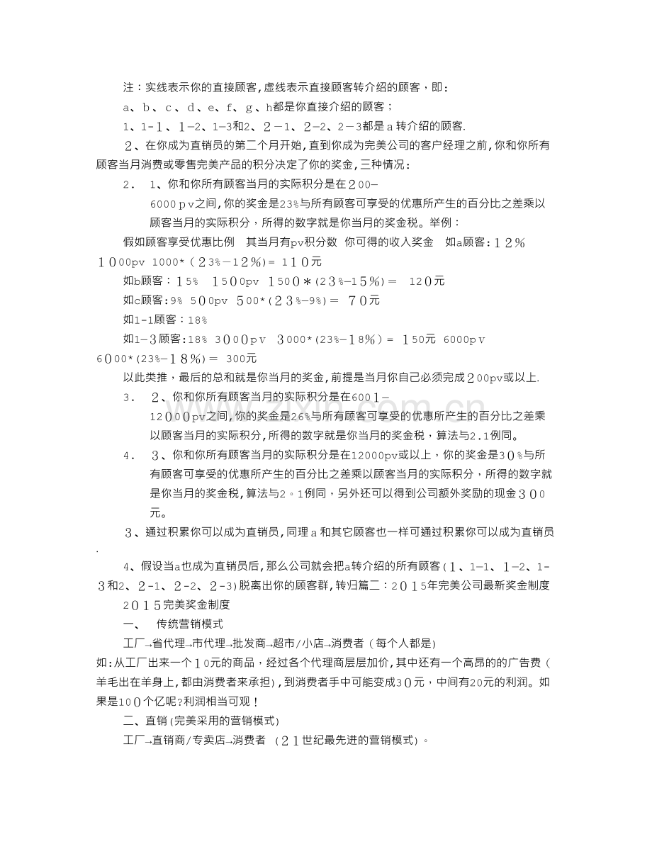 完美公司奖金制度6000PV以上优惠18%.doc_第3页