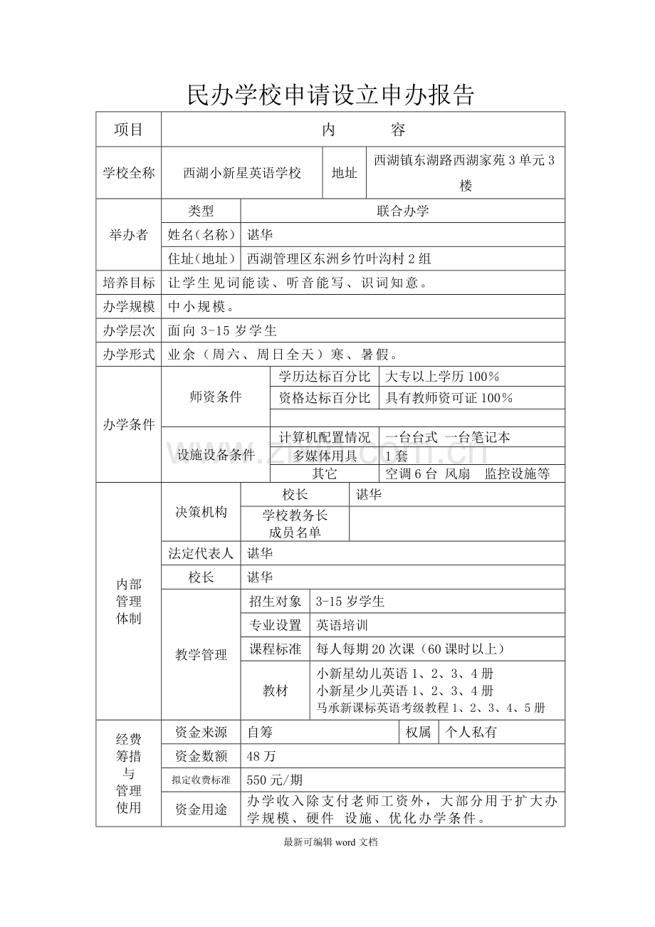 民办学校申请报告.doc_第1页