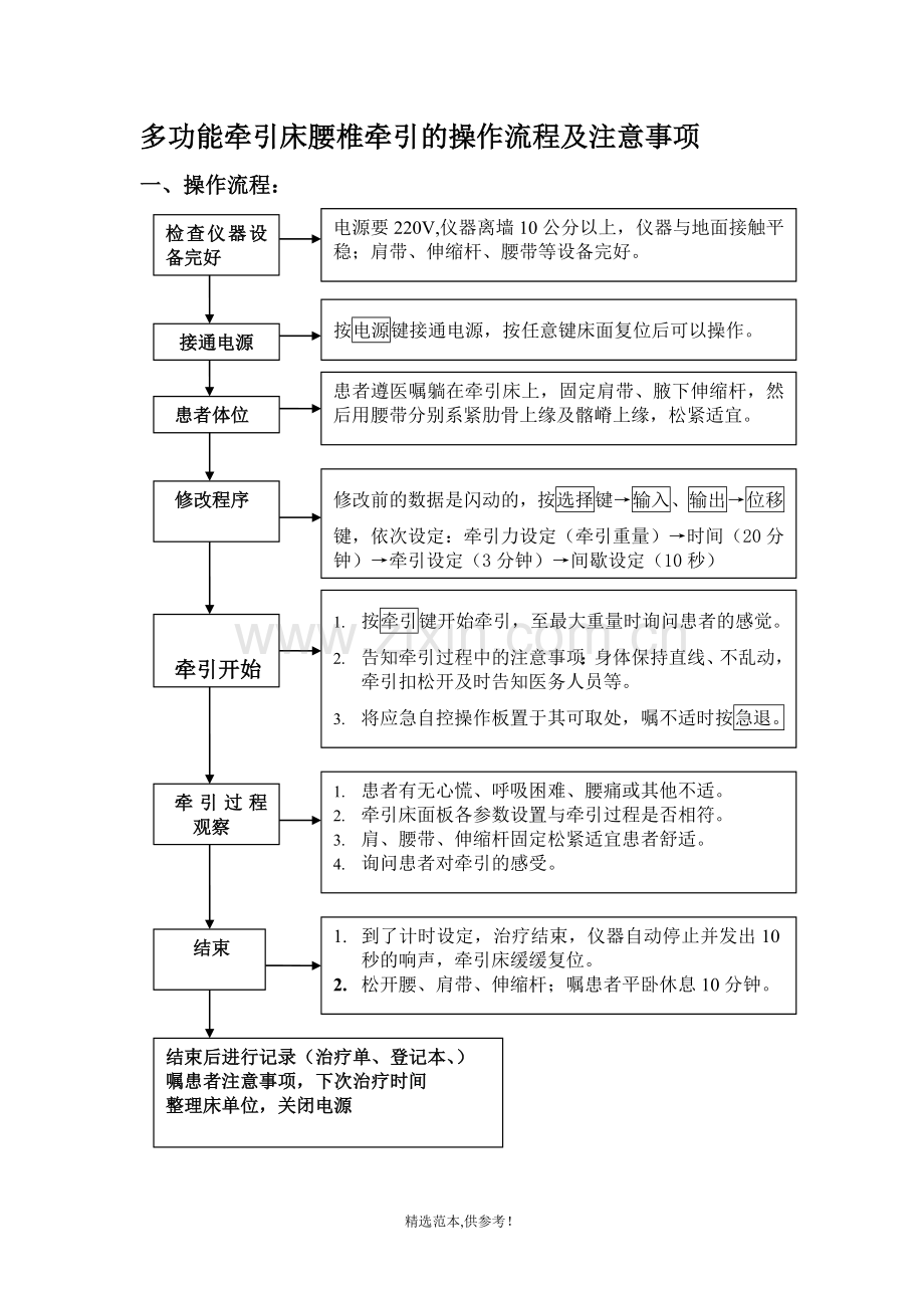 腰椎多功能牵引床的操作流程及注意事项.doc_第1页