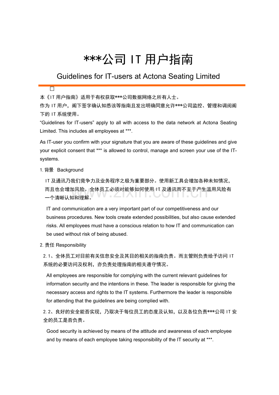 企业IT管理制度中英文版.doc_第1页